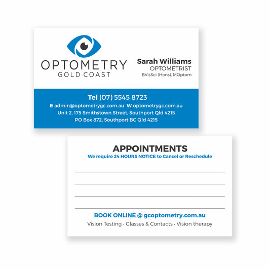 Optometrist Appointment Cards