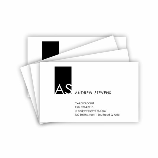 A photo of a stack of printed business cards that can be printed and dispatched fast