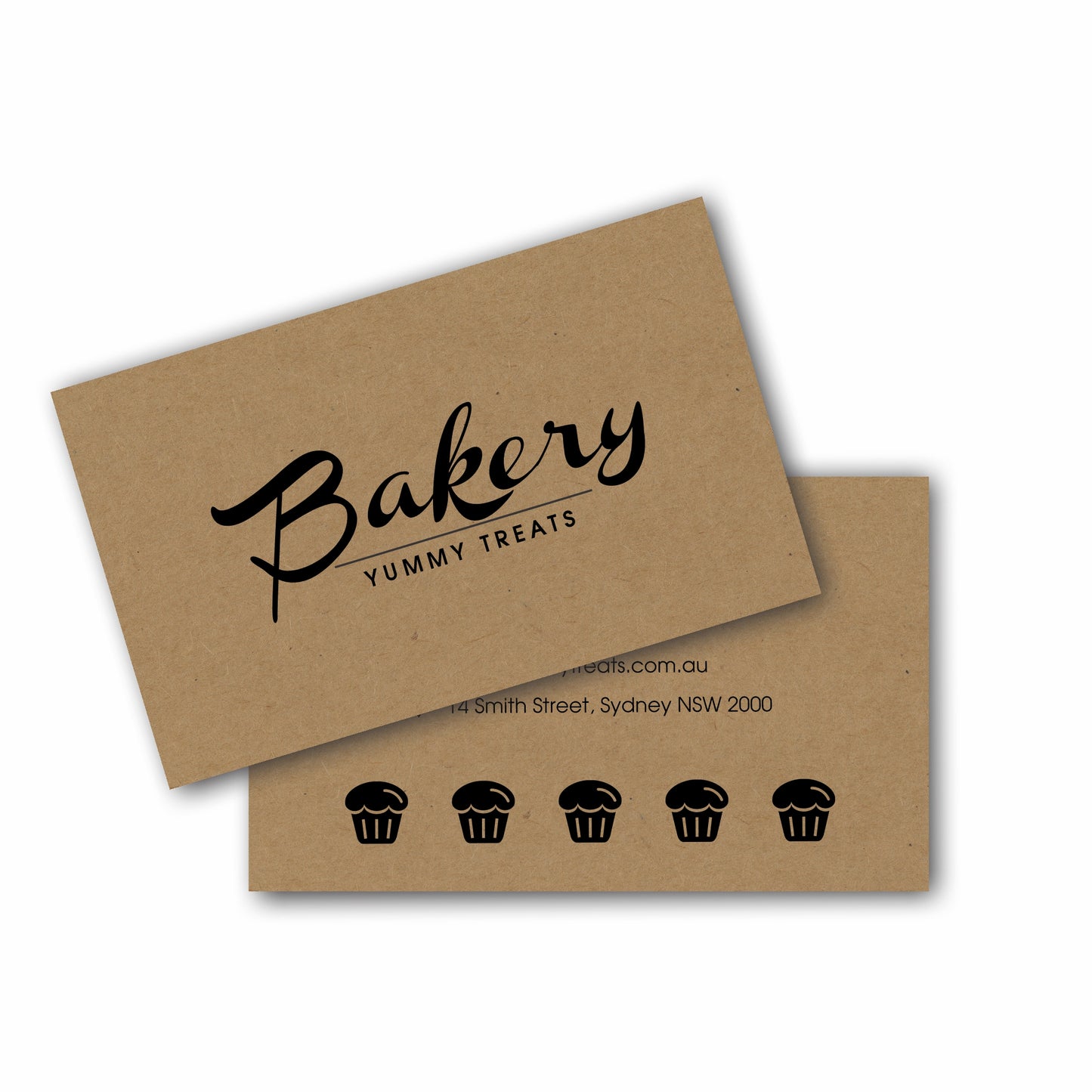 Kraft brown business cards, textured brown card with black ink
